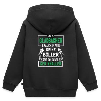 Mönchengladbach Fanartikel Gladbacher - Kinder Premium Organic Zip Hoodie - Schwarz - Hinten - AI Model Kid Male (0cm)