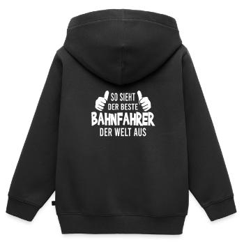 Straßenbahnfahrer Straßenbahn S-Bahn - Kinder Premium Organic Zip Hoodie - Schwarz - Hinten - AI Model Kid Male (0cm)