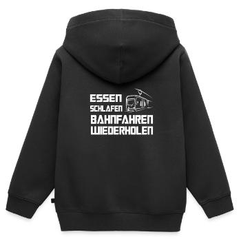 Straßenbahnfahrer Straßenbahn S-Bahn - Kinder Premium Organic Zip Hoodie - Schwarz - Hinten - AI Model Kid Male (0cm)