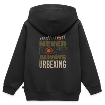 Urban exploration Urbexing Lost Places - Kinder Premium Organic Zip Hoodie - Schwarz - Hinten - AI Model Kid Male (0cm)