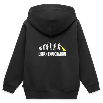 Urban exploration Urbexing Lost Places - Kinder Premium Organic Zip Hoodie - Schwarz - Hinten - AI Model Kid Male (0cm)