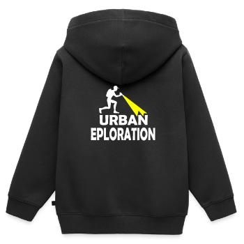 Urban exploration Urbexing Lost Places - Kinder Premium Organic Zip Hoodie - Schwarz - Hinten - AI Model Kid Male (0cm)