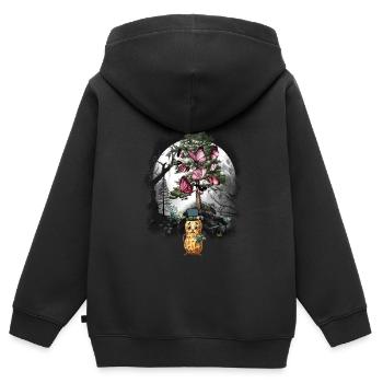 Perce-neige de randonnée dans les bois de printemps de cacahuète - Sweat Premium à capuche zippé enfant bio - noir - Dos - AI Model Kid Male (0cm)