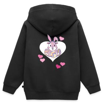 Osterhase Osterei Ostereier Hase Retro 80er 90er - Kinder Premium Organic Zip Hoodie - Schwarz - Hinten - AI Model Kid Male (0cm)
