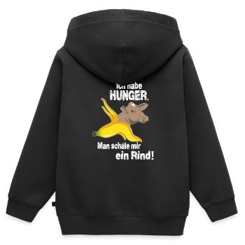 Ich habe HUNGER. Man schäle mir ein Rind! - Kinder Premium Organic Zip Hoodie - Schwarz - Hinten - AI Model Kid Male (0cm)