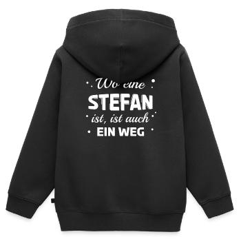 Stefan Name Spruch Design für stolze Stefans - Kinder Premium Organic Zip Hoodie - Schwarz - Hinten - AI Model Kid Male (0cm)