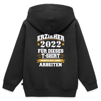Erzieher 2022 - Kinder Premium Organic Zip Hoodie - Schwarz - Hinten - AI Model Kid Male (0cm)