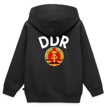 DDR - Kinder Premium Organic Zip Hoodie - Schwarz - Hinten - AI Model Kid Male (0cm)