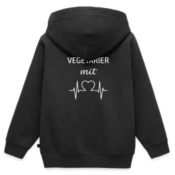 Vegetarier mit Herz - Kinder Premium Organic Zip Hoodie - Schwarz - Hinten - AI Model Kid Male (0cm)