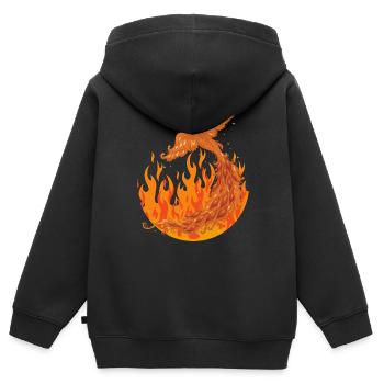 Phönix - Kinder Premium Organic Zip Hoodie - Schwarz - Hinten - AI Model Kid Male (0cm)