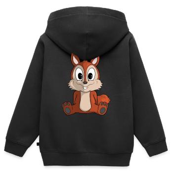 Süßes Cartoon Eichhörnchen - Kinder Premium Organic Zip Hoodie - Schwarz - Hinten - AI Model Kid Male (0cm)