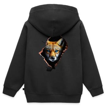 Renard Renard Motif Animaux Cadeau Art Animal Motif - Sweat Premium à capuche zippé enfant bio - noir - Dos - AI Model Kid Male (0cm)