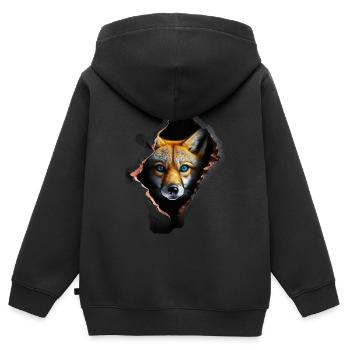 Renard Renard Motif Animaux Cadeau Art Animal Motif - Sweat Premium à capuche zippé enfant bio - noir - Dos - AI Model Kid Male (0cm)