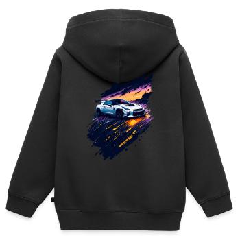 Voiture de sport - Sweat Premium à capuche zippé enfant bio - noir - Dos - AI Model Kid Male (0cm)