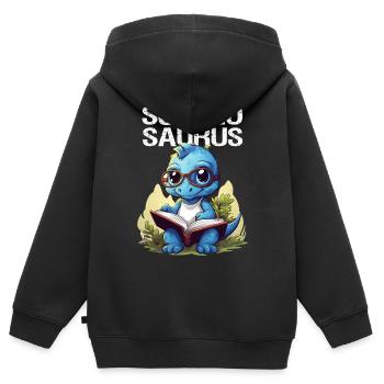 Schulosaurus Schüler Lehrer Outfit Einschulung - Kinder Premium Organic Zip Hoodie - Schwarz - Hinten - AI Model Kid Male (0cm)