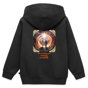 Du bist meine Sonne Frohe Feiertage - Kinder Premium Organic Zip Hoodie - Schwarz - Hinten - AI Model Kid Male (0cm)