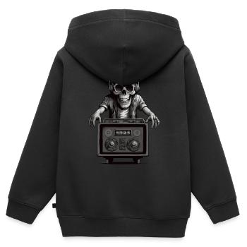 Totenkopf Musiker - Kinder Premium Organic Zip Hoodie - Schwarz - Hinten - AI Model Kid Male (0cm)