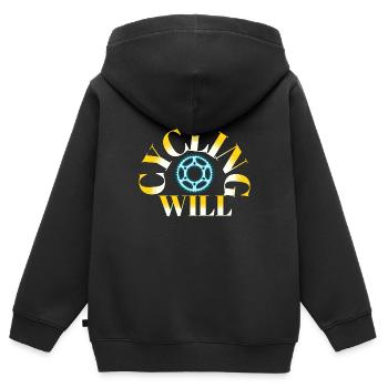 Radfahren wird - Kinder Premium Organic Zip Hoodie - Schwarz - Hinten - AI Model Kid Male (0cm)