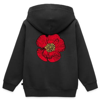 Blume rot rote Blume Blumen rot rote Blumen - Kinder Premium Organic Zip Hoodie - Schwarz - Hinten - AI Model Kid Male (0cm)