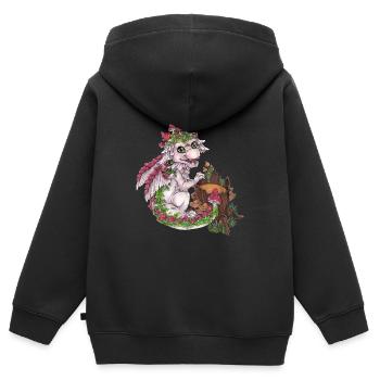 Drache Phantasie Mythologie Pilze Pilz Wald - Kinder Premium Organic Zip Hoodie - Schwarz - Hinten - AI Model Kid Male (0cm)
