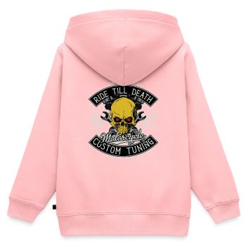 Motorcycle Skull - Sweat Premium à capuche zippé enfant bio - rose - Dos - AI Model Kid Female (0cm)