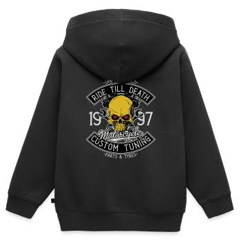 Motorcycle Skull - Kinder Premium Organic Zip Hoodie - Schwarz - Hinten - AI Model Kid Male (0cm)
