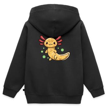 Axolotl-Design aus Kupfer für Axolotl-Liebhaber - Kinder Premium Organic Zip Hoodie - Schwarz - Hinten - AI Model Kid Male (0cm)