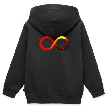 Symbole infini Infini Rouge Orange Jaune - Sweat Premium à capuche zippé enfant bio - noir - Dos - AI Model Kid Male (0cm)