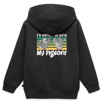 Eher mit Tauben Design für Taubenliebhaber - Kinder Premium Organic Zip Hoodie - Schwarz - Hinten - AI Model Kid Male (0cm)