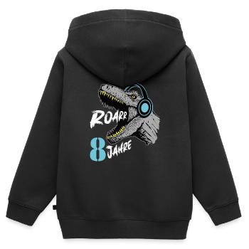 Tyrannosaurus 8 Jahre - Kinder Premium Organic Zip Hoodie - Schwarz - Hinten - AI Model Kid Male (0cm)