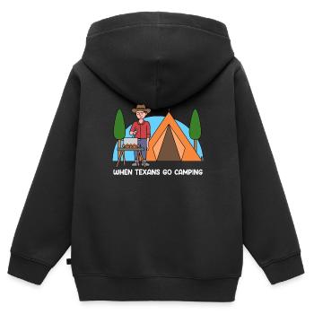 Camping in Texas Design für stolze Texaner - Kinder Premium Organic Zip Hoodie - Schwarz - Hinten - AI Model Kid Male (0cm)