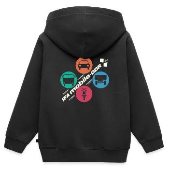 IFA mobile DDR - Design rétro - Ostalgie - Sweat Premium à capuche zippé enfant bio - noir - Dos - AI Model Kid Male (0cm)
