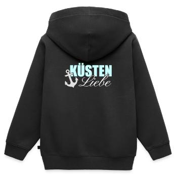 Küsten Liebe - Kinder Premium Organic Zip Hoodie - Schwarz - Hinten - AI Model Kid Male (0cm)