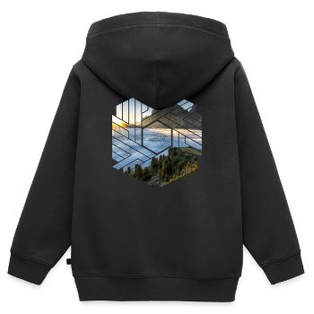 Dolomites paysage de montagne Design graphique - Sweat Premium à capuche zippé enfant bio - noir - Dos - AI Model Kid Male (0cm)