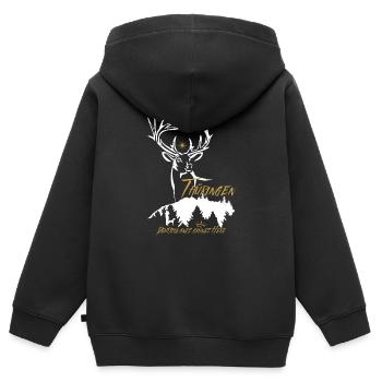 Le cœur vert de Thuringe-Allemagne - Sweat Premium à capuche zippé enfant bio - noir - Dos - AI Model Kid Male (0cm)