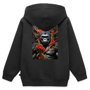 Spooky Plants Gorilla 1.9 - Kids Premium Organic Zip-up Hoodie - black - Back - AI Model Kid Male (0cm)