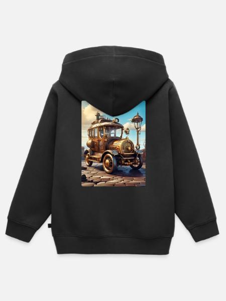Steampunk Automobile 1.9 - Kinder Premium Organic Zip Hoodie - Schwarz
