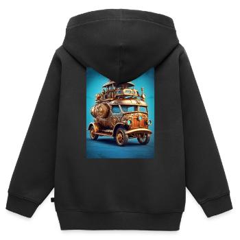Steampunk Automobile 1.13 - Kinder Premium Organic Zip Hoodie - Schwarz - Hinten - AI Model Kid Male (0cm)