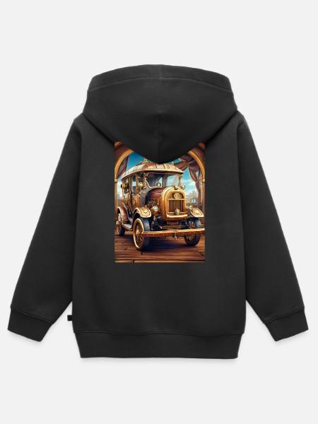 Steampunk Automobile 1.10 - Kinder Premium Organic Zip Hoodie - Schwarz