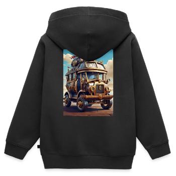 Steampunk Automobile 1.14 - Kinder Premium Organic Zip Hoodie - Schwarz - Hinten - AI Model Kid Male (0cm)