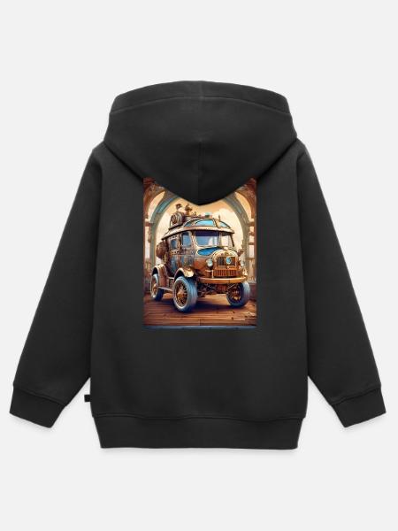 Steampunk Automobile 1.17 - Kinder Premium Organic Zip Hoodie - Schwarz
