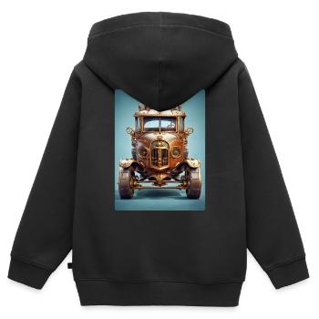 Steampunk Automobile 1.2 - Kinder Premium Organic Zip Hoodie - Schwarz - Hinten - AI Model Kid Male (0cm)