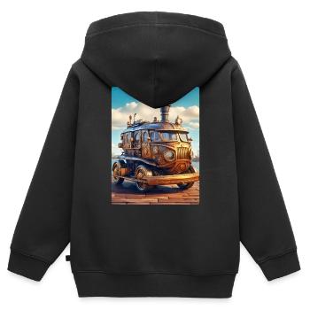 Steampunk Automobile 1.1 - Kinder Premium Organic Zip Hoodie - Schwarz - Hinten - AI Model Kid Male (0cm)