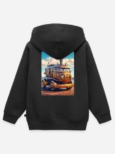 Steampunk Automobile 1.1 - Kinder Premium Organic Zip Hoodie - Schwarz