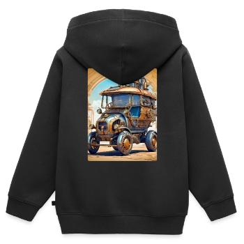Steampunk Automobile 1.3 - Kinder Premium Organic Zip Hoodie - Schwarz - Hinten - AI Model Kid Male (0cm)