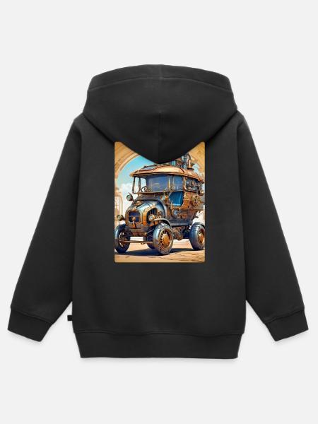 Steampunk Automobile 1.3 - Kinder Premium Organic Zip Hoodie - Schwarz