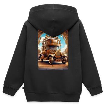 Steampunk Automobile 1.5 - Kinder Premium Organic Zip Hoodie - Schwarz - Hinten - AI Model Kid Male (0cm)