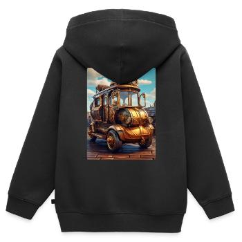 Steampunk Automobile 1.6 - Kinder Premium Organic Zip Hoodie - Schwarz - Hinten - AI Model Kid Male (0cm)
