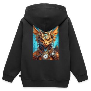 Steampunk Dragon 1.20 - Kinder Premium Organic Zip Hoodie - Schwarz - Hinten - AI Model Kid Male (0cm)