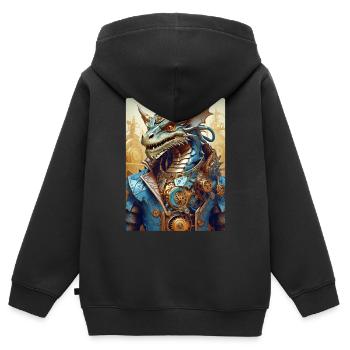 Steampunk Dragon 1.15 - Kinder Premium Organic Zip Hoodie - Schwarz - Hinten - AI Model Kid Male (0cm)